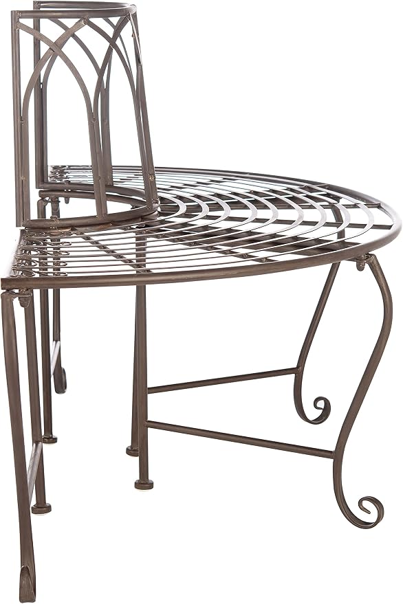 SAFAVIEH Outdoor Furniture Collection – Abia Rustic Brown Wrought Iron 50-Inch - Image 4