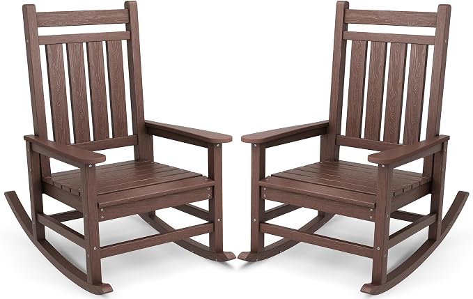 SERWALL Oversized Outdoor Rocking Chair Set of 2, HDPE Rocker by SERWALL