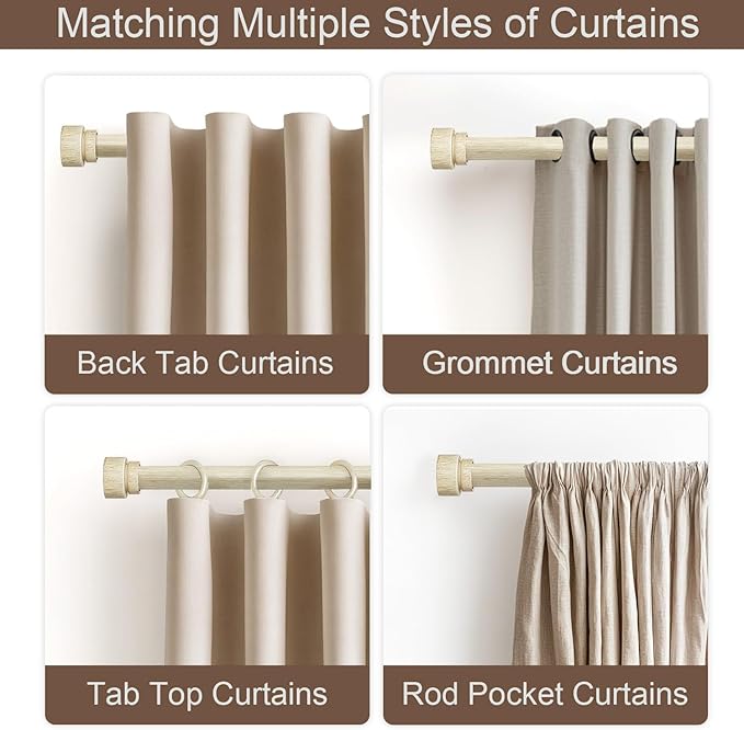 Antique White Curtain Rods for Windows 28 to 48 Inches Heavy Duty Adjustable 1" - Image 3