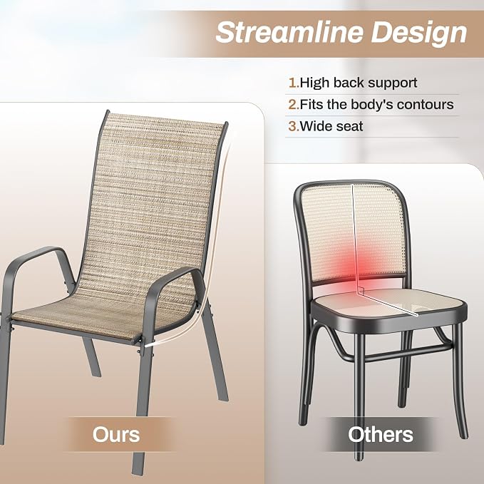 TLSUNNY Patio Chairs, Stackable Textilene Outdoor Dining Furniture - Image 9