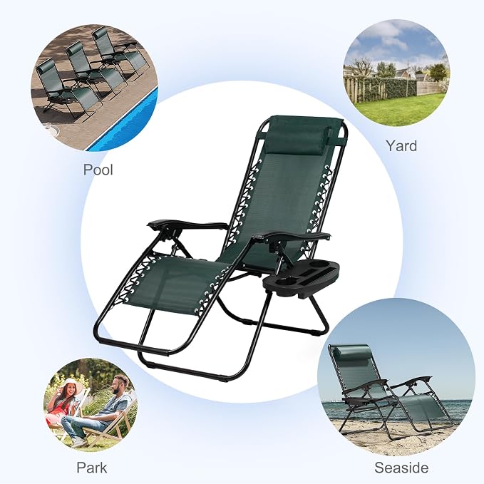 Nazhura Set of 2 Relaxing Recliners Patio Chairs Adjustable Steel Mesh Zero - Image 8