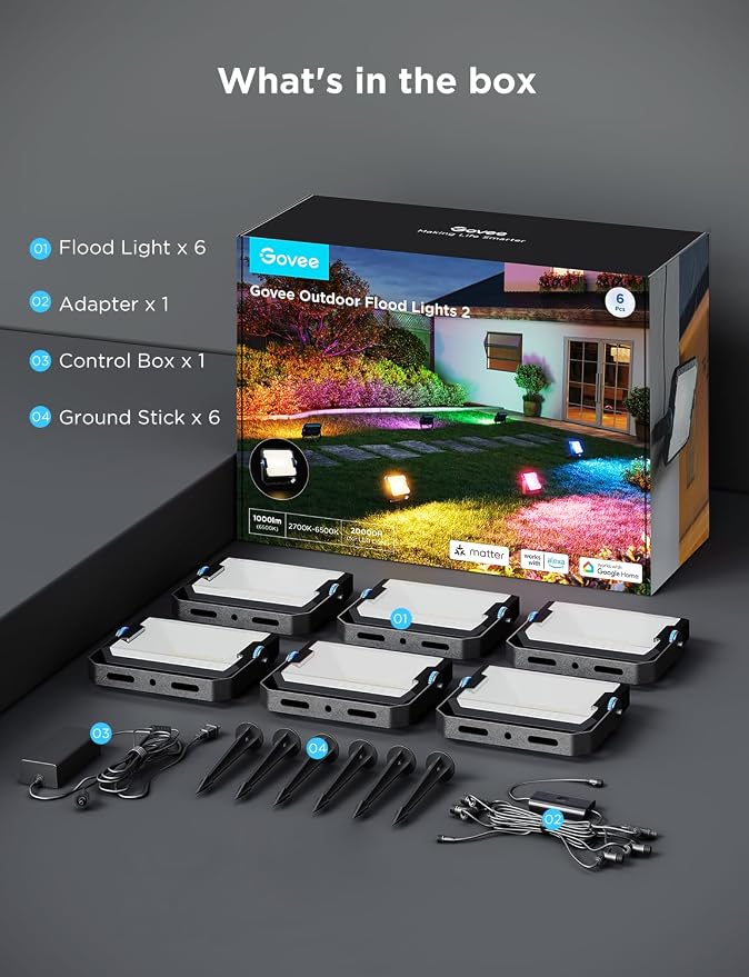 Govee Outdoor Flood Lights 2, RGBIC Warm Cold White LED Lights - Image 8