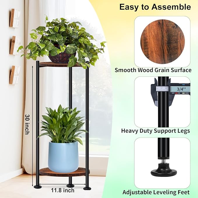 Plant Stand Indoor Outdoor, Heavy Duty Indoor Plant Shelf, 2 Tier Flower Stand - Image 3