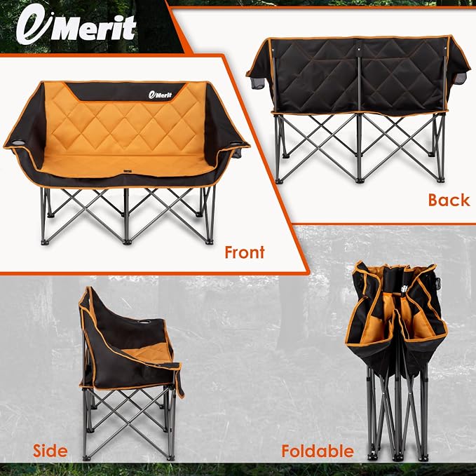 EMERIT Oversized Double Duo Camping Chair Folding Camping Loveseat 2 Person - Image 6