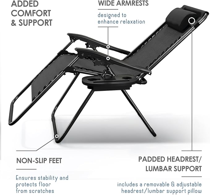Nestl Zero Gravity Chairs, Portable Patio Lounge Chair Outdoor - Image 6