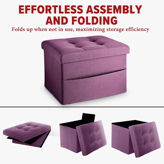 LINMAGCO Storage Ottoman Folding Foot Stool Foot Rest - Image 4