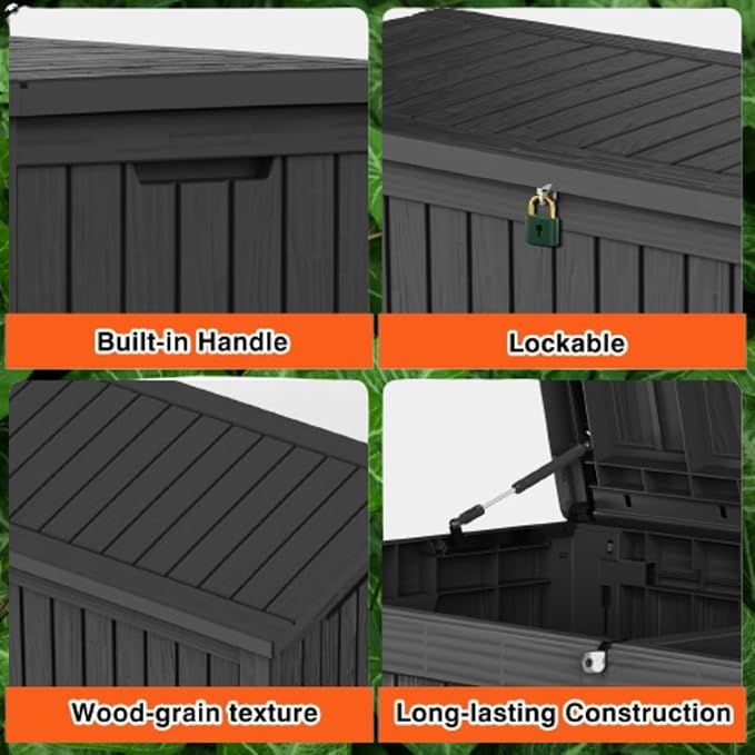 TARKARI 180 Gallon Lockable Resin Deck Box, Waterproof & UV-Resistant Outdoor - Image 5