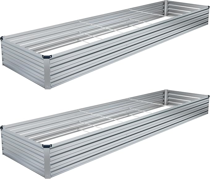 2PCS 12x4x1FT Galvanized Raised Garden Bed Kit, Vegetable Boxes-Rectangle Metal by DIIYIV