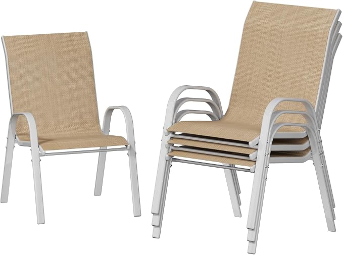 UDPATIO Patio Chairs Set of 4, Stackable Silver Outdoor Dining Chairs by UDPATIO