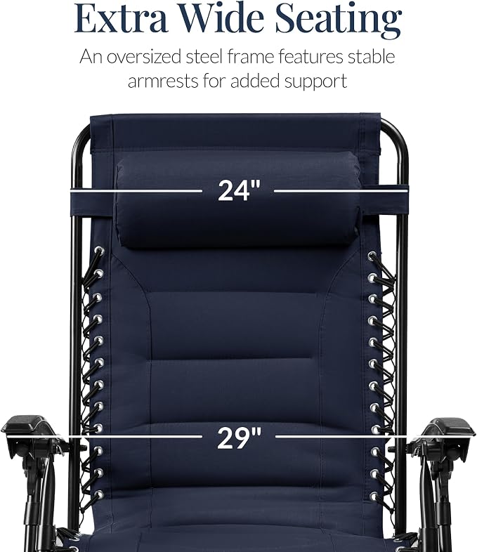Best Choice Products Oversized Padded Zero Gravity Chair, Folding Outdoor Patio - Image 3