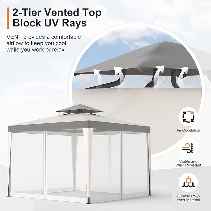 Patio Gazebo Tent Outdoor Canopy Shelter 10'x10' - Image 4