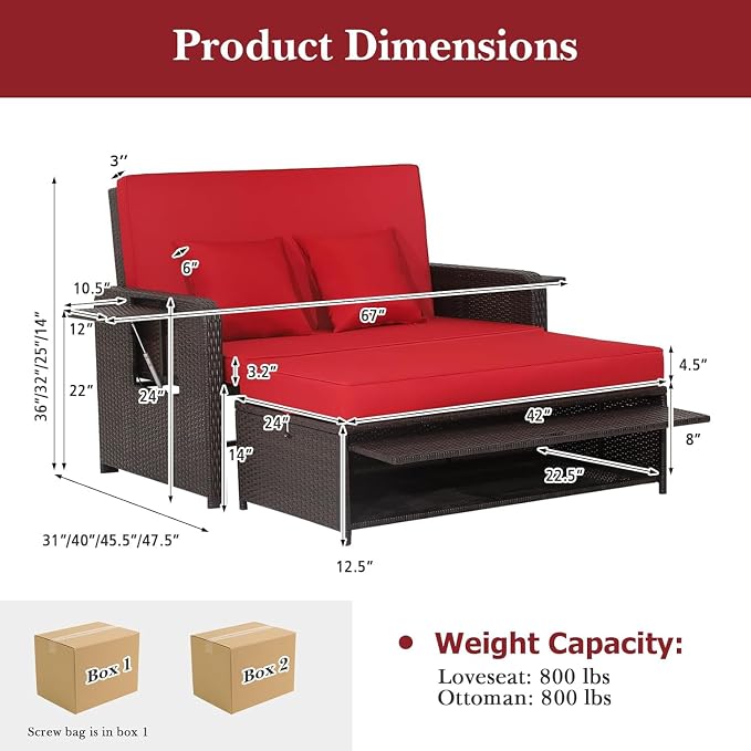 RELAX4LIFE Wicker Patio Outdoor Daybed - Image 7