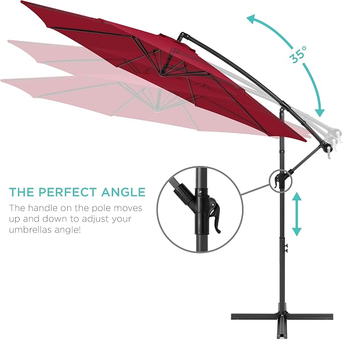Best Choice Products 10ft Offset Cantilever Hanging Market Patio Umbrella - Image 4