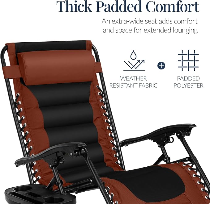 Best Choice Products Oversized Padded Zero Gravity Chair, Folding Outdoor Patio - Image 5
