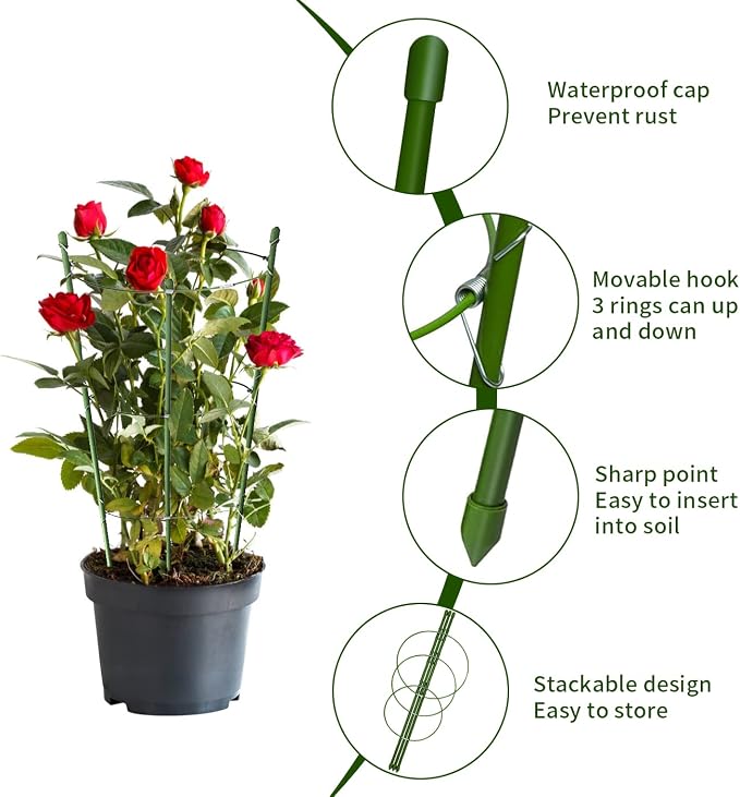 4 Pack Tomato Cage for Garden Plant Support, 24 inches Small Tomato Cages - Image 4