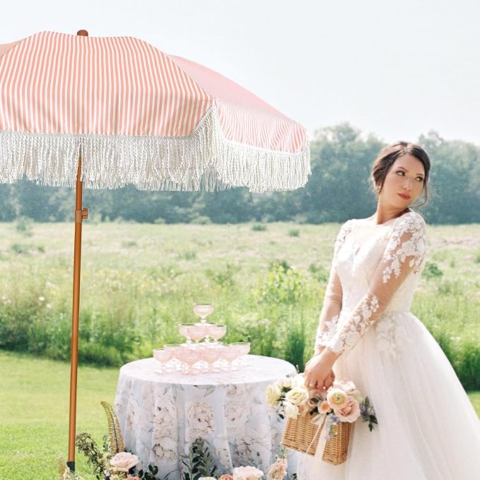 AMMSUN 7ft Patio Umbrella with Fringe Outdoor Tassel Umbrella UPF50+ Premium - Image 4