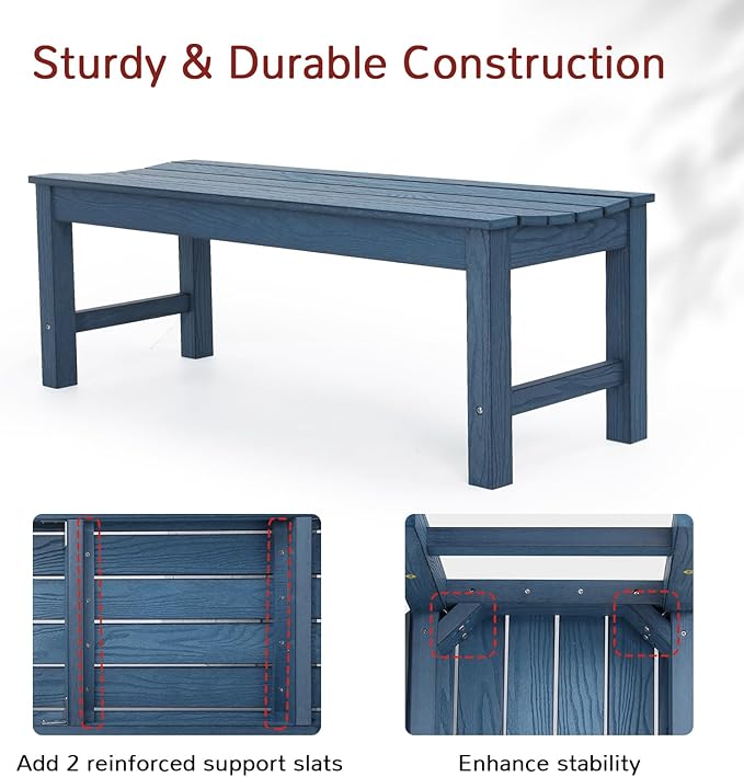 Stoog Outdoor Bench, 2-Person Patio Dining Bench, Waterproof Garden Bench - Image 5