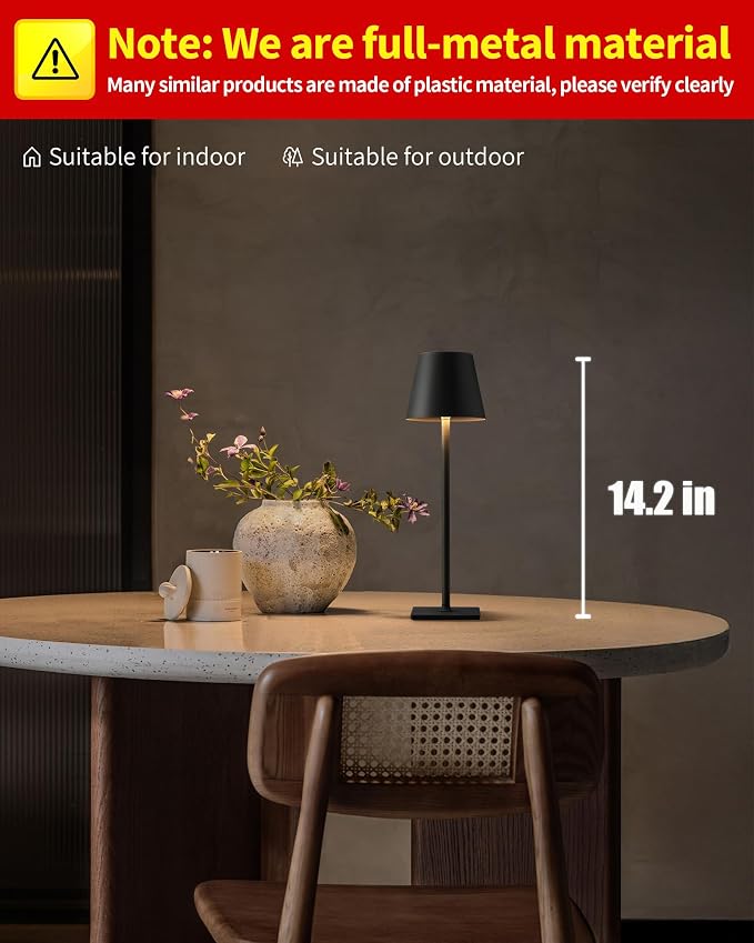 KDG Cordless Table Lamp, Portable LED Desk Lamp, 5000mAh Battery Operated - Image 2