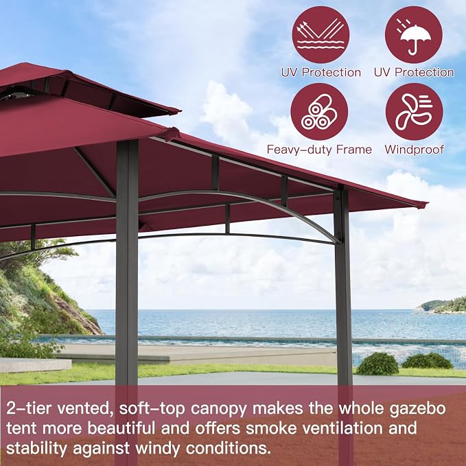 AECOJOY 8' x 5' Grill Gazebo, Grill Canopy - Image 5