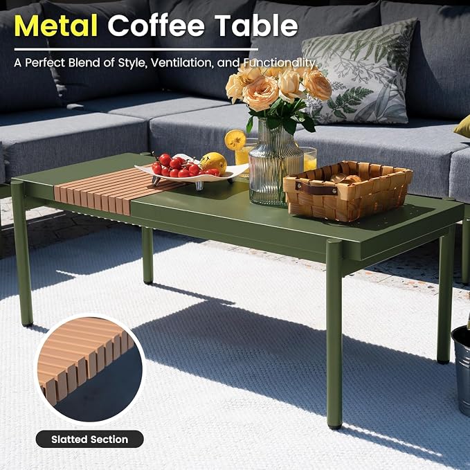 Sundale Outdoor 3 Pieces Patio Furniture Set, Metal Outdoor Sectional Sofa - Image 6