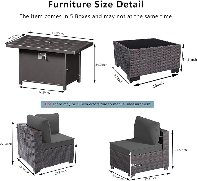 Outdoor Terrace Furniture Set, 15 Piece Outdoor Furniture Set, - Image 2