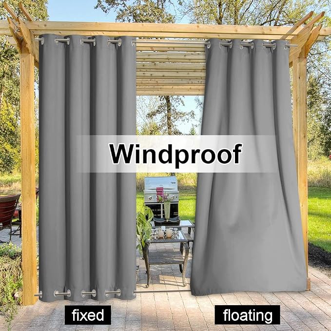 NICETOWN Outdoor Patio Curtains Extra Wide 84 in, Waterproof & Windproof Patio - Image 7