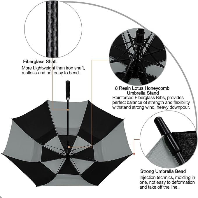G4Free 47/54/62/68/72 Inch Automatic Open Golf Umbrella Oversize Extra Large - Image 3
