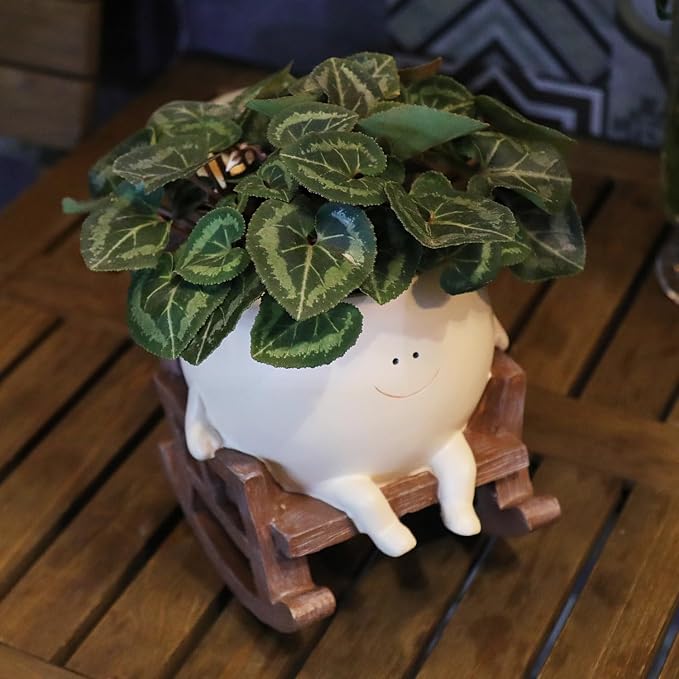 Smily Face Planter Pot Cute Resin Flower Head Planters - Image 5