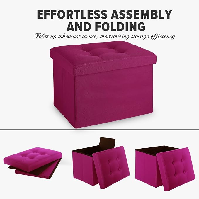 LINMAGCO Small Storage Ottoman Stool Foot Rest Stool Under Desk Stool Short - Image 6