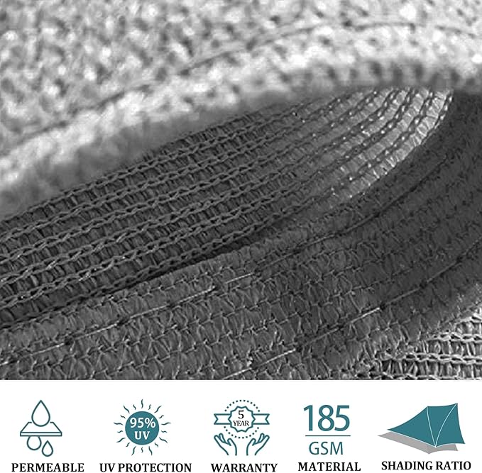 Shade&Beyond Triangle Sun Shade Sail 16'X16'X16' Permeable Canopy Light Grey - Image 5