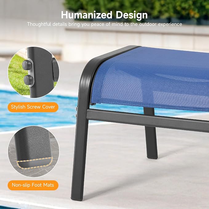 ONBRILL Outdoor Ottoman Set of 2, All Weather Outdoor Foot Stool - Image 7