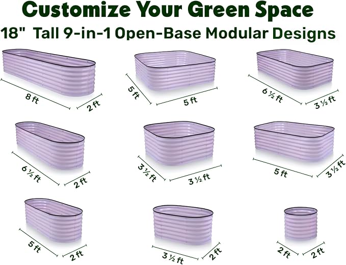 9-in-1 Galvanized Steel Raised Garden Bed // 8×2×1.5 ft Modular Planter - Image 2