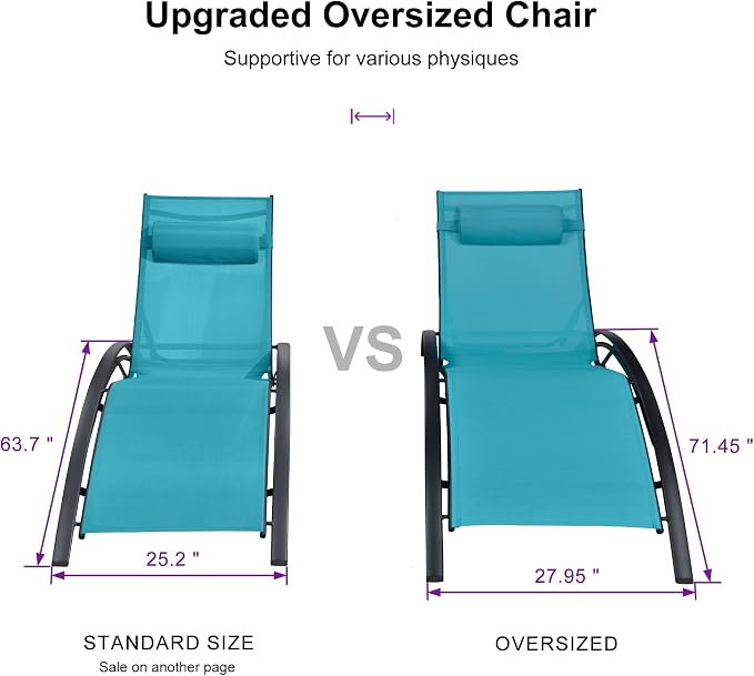 PURPLE LEAF Patio Oversized Chaise Lounge Chair Set - Image 2