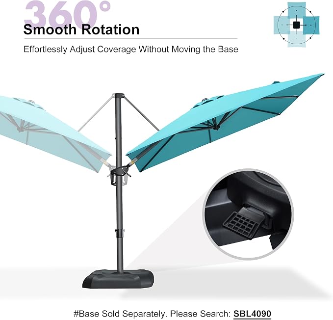 PURPLE LEAF 8 Feet Patio Umbrella Outdoor Cantilever Square Umbrella Aluminum - Image 6
