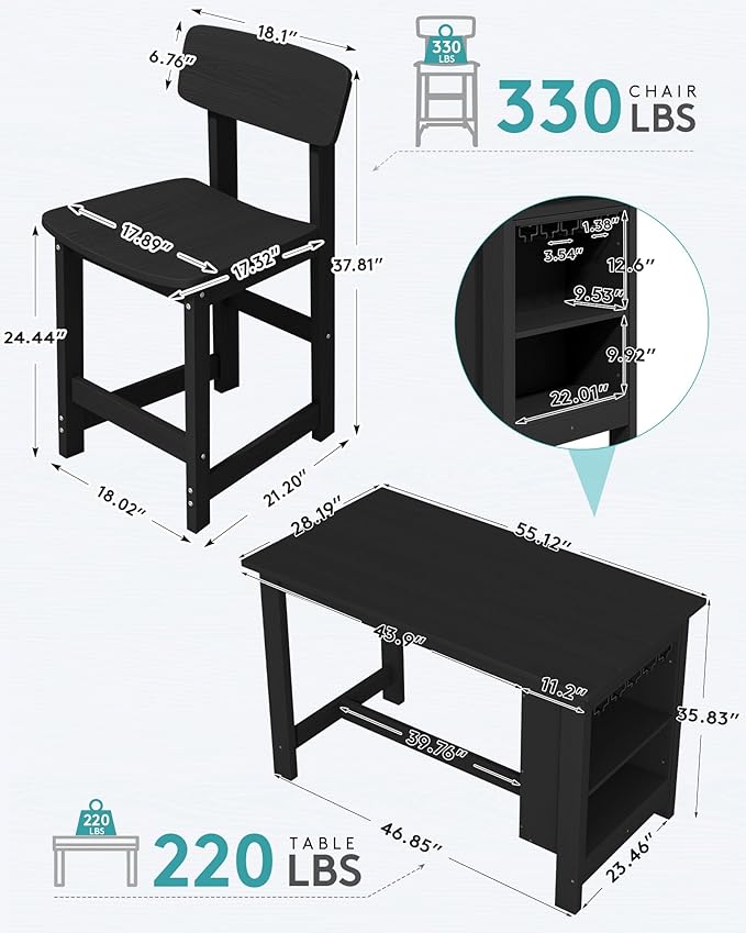 SERWALL 10-Piece HDPE Counter Height Dining Table Sets - Image 2