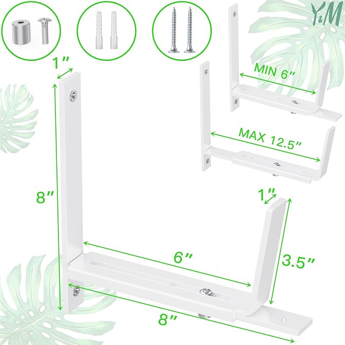 Y&M 4 Pack Adjustable Planter Box Brackets, Universal Window Box Brackets - Image 3