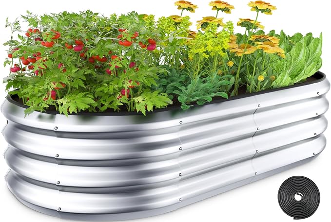 Raised Garden Bed Kit, Large Metal Raised Beds by Winpull