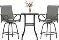 MFSTUDIO 3 Piece Patio Swivel Bar Set, Outdoor Bar Table and Chairs Set by MFSTUDIO