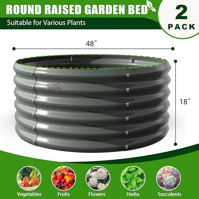 A ANLEOLIFE 2-Pack 4ft x 18” Tall Galvanized Raised Garden Beds Outdoor - Image 3