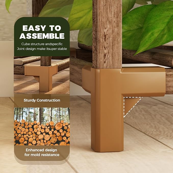 Bamworld Plant Stand Indoor Outdoor Corner Shelf 11 Potted Large Holder - Image 3