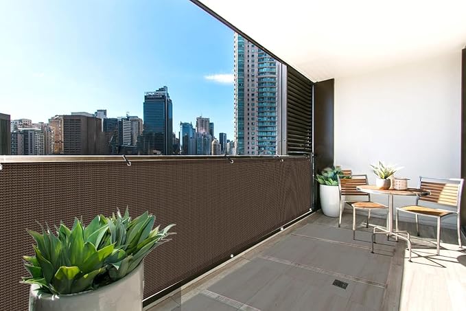LOVE STORY 3'x6' Brown Balcony Screen Privacy Fence Cover UV Protection - Image 4