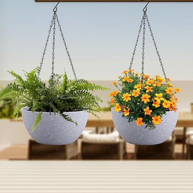 12 inch Large Hanging Planters for Indoor Outdoor Plants, 2 Pack Hanging Flower - Image 6