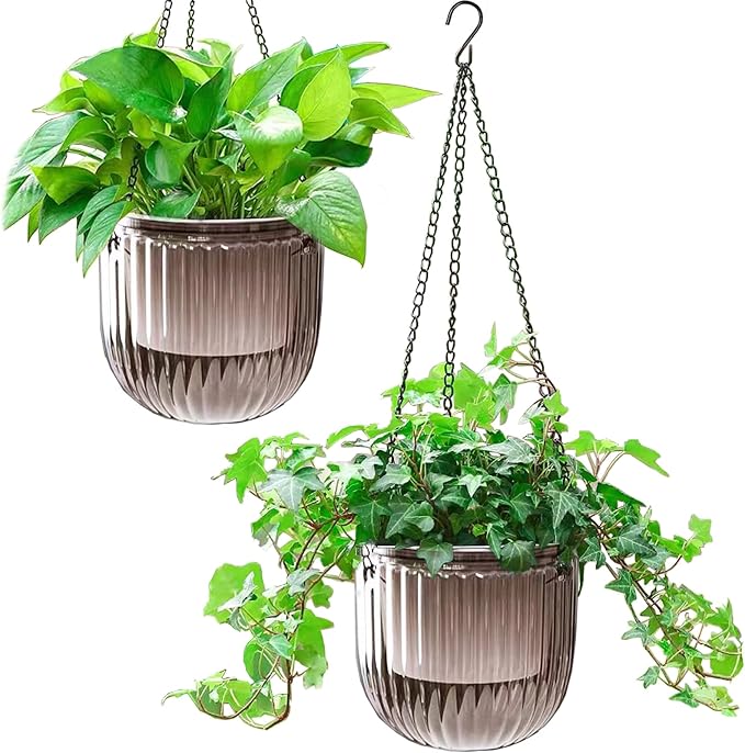 Melphoe 2 Pack Self Watering Hanging Planters Indoor Flower Pots, 6.5 Inch by Melphoe