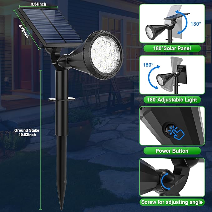 Solar Lights Outdoor Waterproof 180° Adjustable Landscape Spot Lights - Image 6