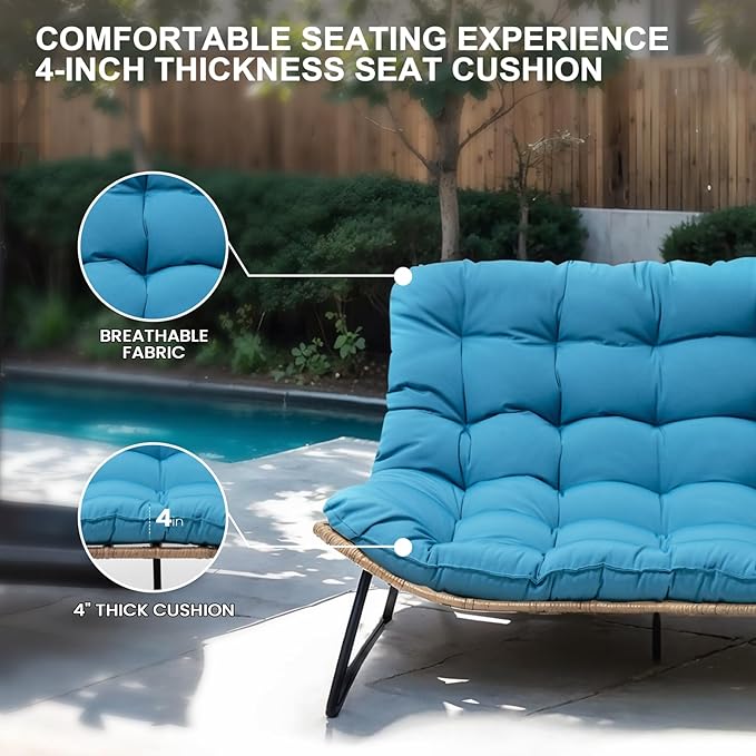 Crestlive Products Patio Loveseat, All-Weather Rattan Large Furniture - Image 3