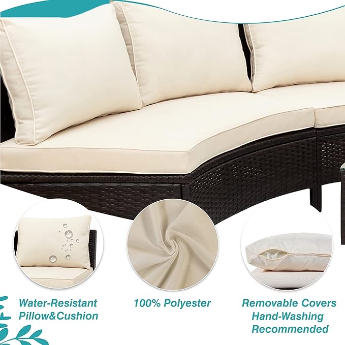 Merax 5-Piece Outdoor Sectional Sofa Set, All-Weather PE Wicker Patio Furniture - Image 3