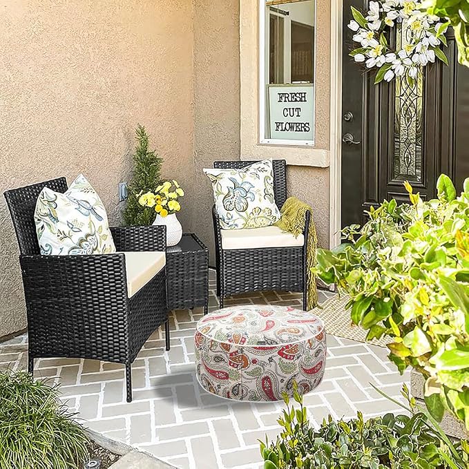 Magpie Fabrics Indoor/Outdoor Inflatable Stool Ottoman Pouf, Water Repellent - Image 8