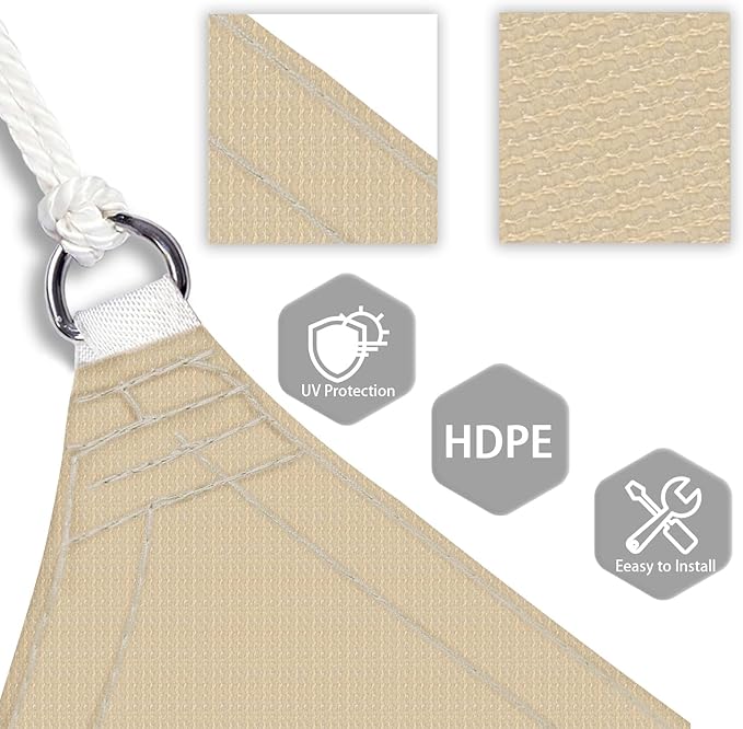 Patio Paradise 12' x 12' x 12' Sun Shade Sail Triangle Canopy Shade Cloth - Image 3