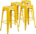 Flash Furniture Lily 4 Pack Commercial Grade 30" High Backless Yellow Metal by FlashFurniture