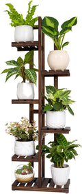 Mkono Wood Plant Stand 6 Tier 7 Potted Plant Shelf Indoor Outdoor Tall by Mkono